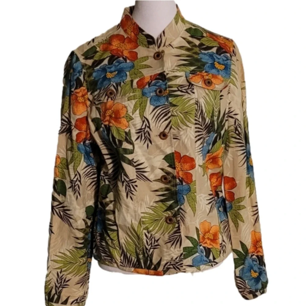 AMBER sun jacket size M petite blend of cotton and linen